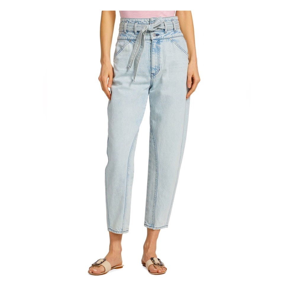 Veronica beard Pearl Belted High-Rise Barrel Crop Jeans